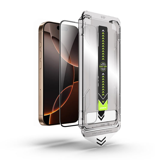 Película protetora de ecrã Techsuit TitanGlass para Apple iPhone 16 Pro Max, Vidro Temperado, Cola Total, Preto