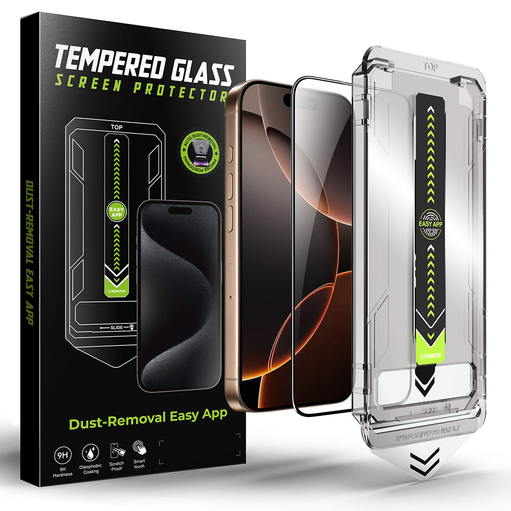 Película protetora de ecrã Techsuit TitanGlass para Apple iPhone 17e / 16e / 14 / 13 Pro, Vidro Temperado, Cola Total, Preto