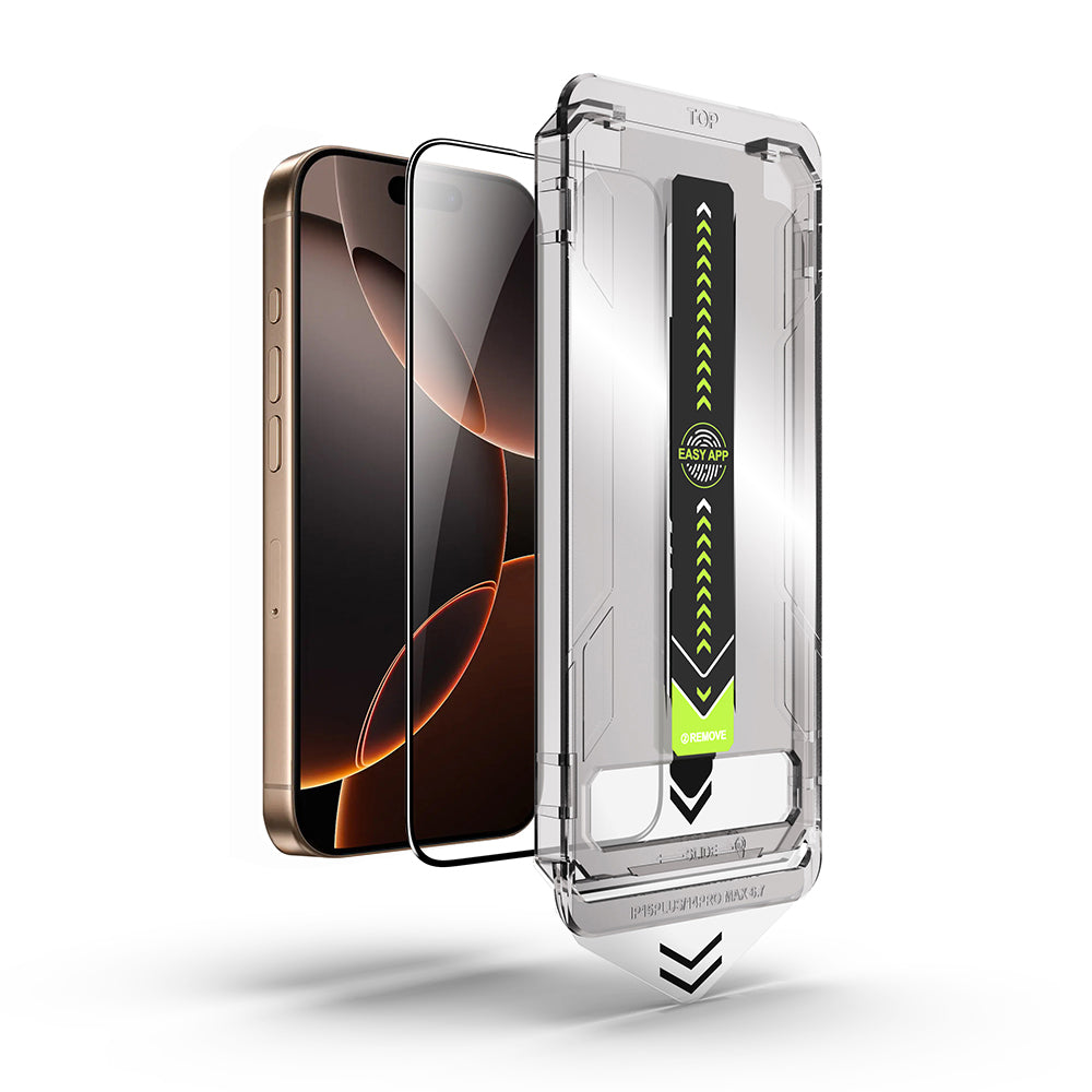 Película protetora de ecrã Techsuit TitanGlass para Apple iPhone 17e / 16e / 14 / 13 Pro, Vidro Temperado, Cola Total, Preto