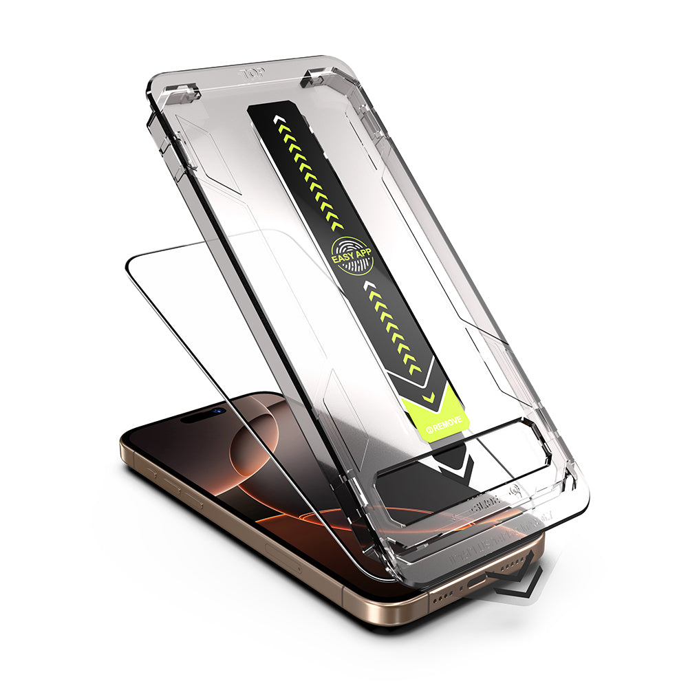 Película protetora de ecrã Techsuit TitanGlass para Apple iPhone 17e / 16e / 14 / 13 Pro, Vidro Temperado, Cola Total, Preto