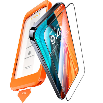 Película protetora de ecrã Torras GlassGo Install Master para Apple iPhone 16 Pro Max, Vidro Temperado, Cola Total, Preta