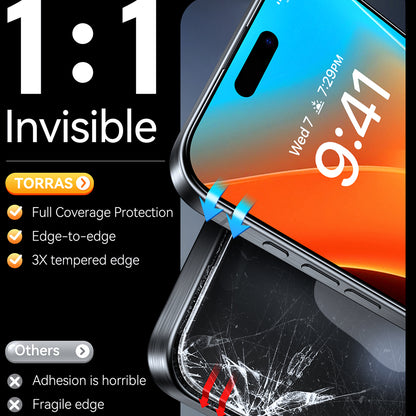 Película protetora de ecrã Torras GlassGo Install Master para Apple iPhone 16 Pro Max, Vidro Temperado, Cola Total, Preta