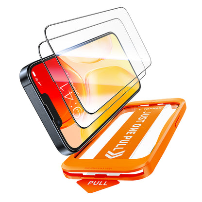 Película protetora de ecrã Torras GlassGo Install Master para Apple iPhone 17e / 16e / 14 / 13 Pro, Vidro Temperado, Cola Total, Conjunto de 2 unidades