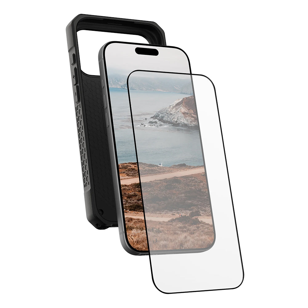 Película Protetora de Ecrã Urban Armor Gear Shield para Apple iPhone 17 Pro, Vidro Temperado, Full Glue, Preta