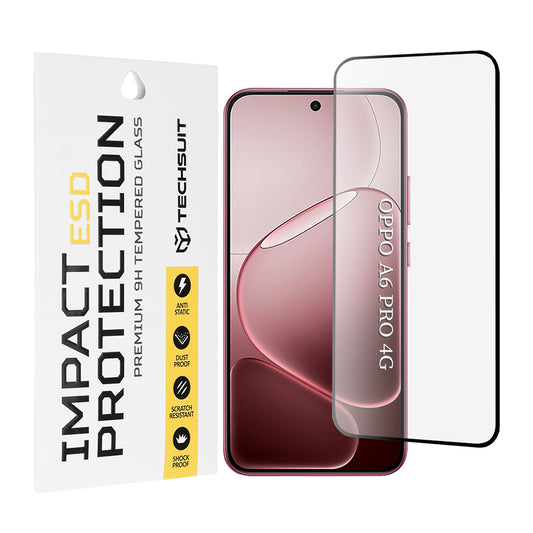 Película protetora Techsuit para Oppo A6 Pro 5G / A6 Pro 4G, Vidro Temperado, Cola Total, Preta