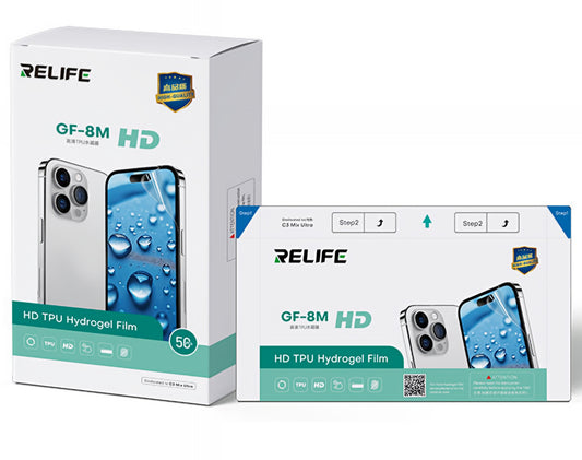 Película Hidrogel / TPU Relife GF-8M para Máquina de Laminação UV a Vácuo Sunshine C3 Mix Ultra, 120mm x 210mm, Conjunto de 50 peças