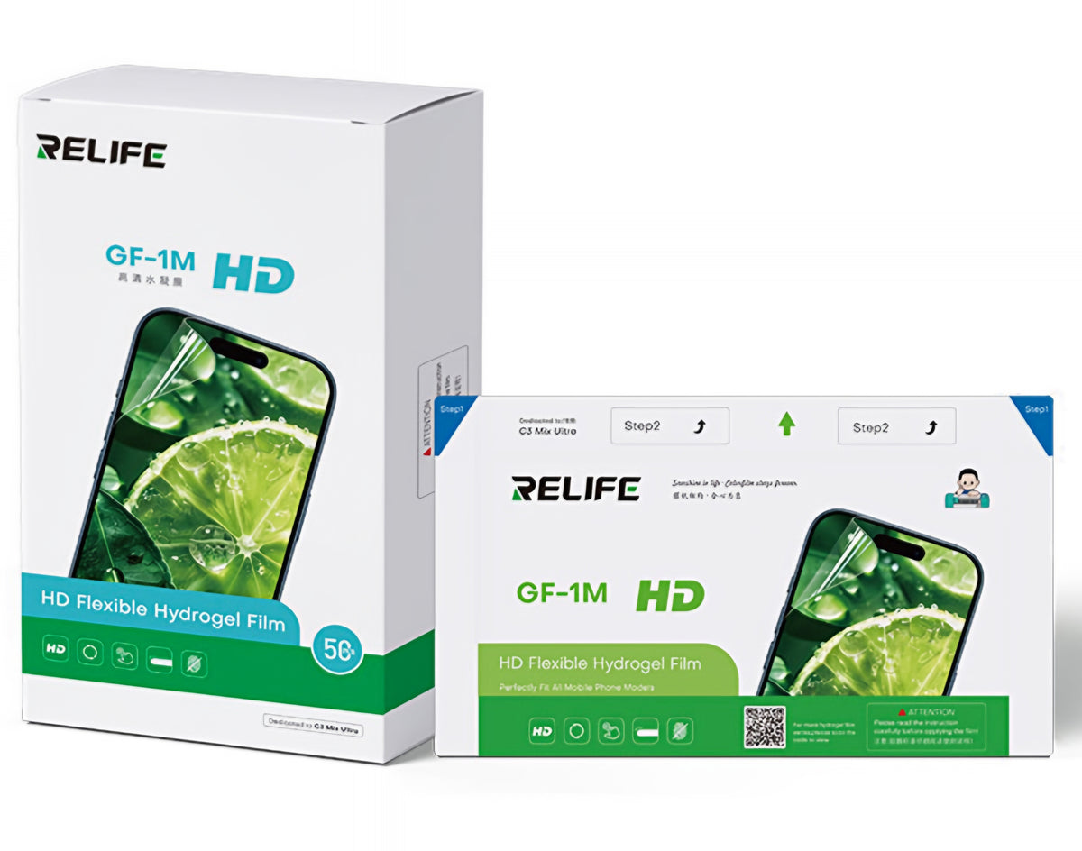 Película Hidrogel / TPU Relife GF-1M para Máquina de Laminação UV a Vácuo Sunshine C3 Mix Ultra, 120mm x 210mm, Conjunto de 50 peças