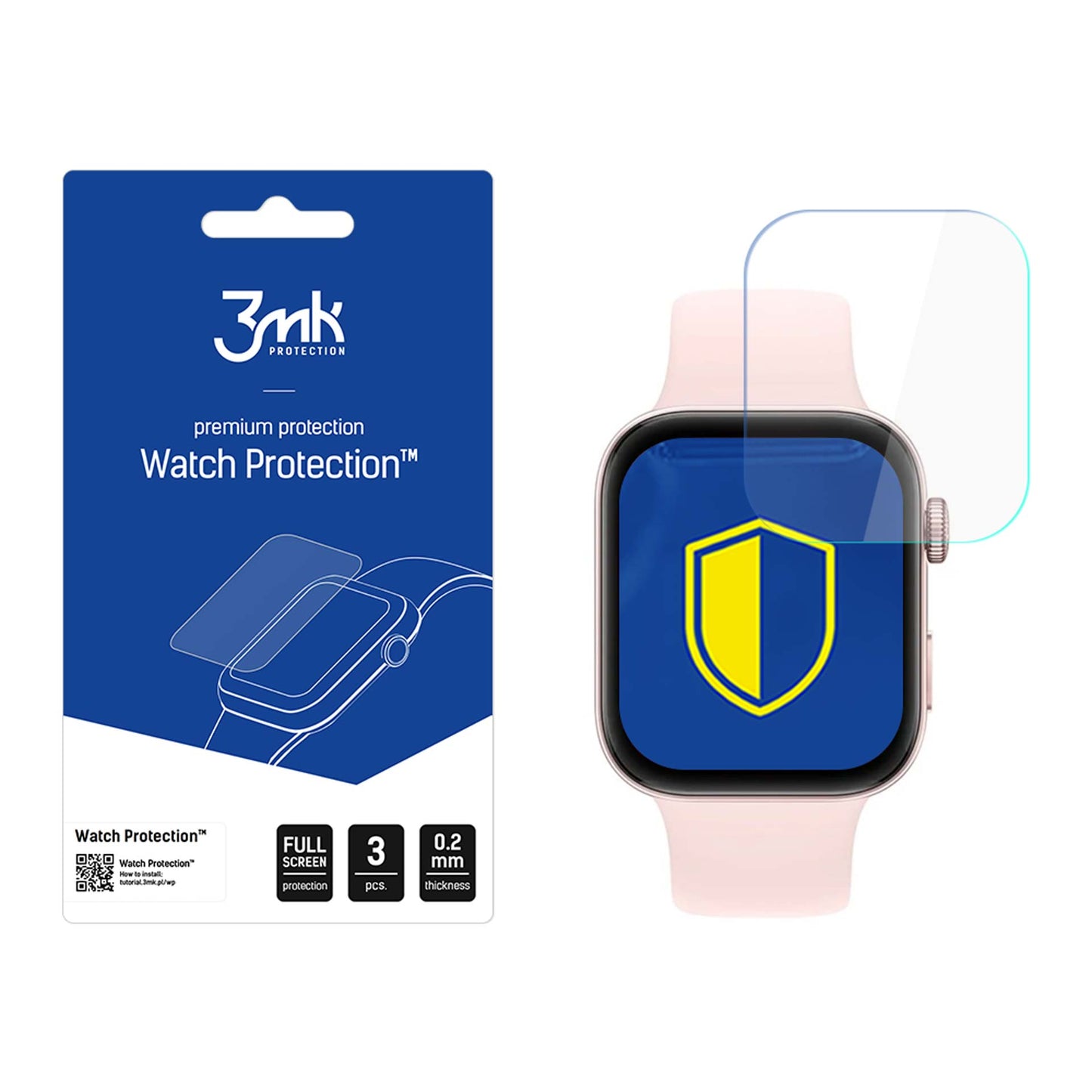 Película de Proteção 3MK Arc para Huawei Watch Fit 3, Conjunto de 3 peças, Plástico