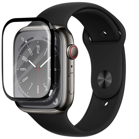 Capa protetora Bestsuit para Apple Watch 9/8 Série 41mm, Vidro flexível, Preto 