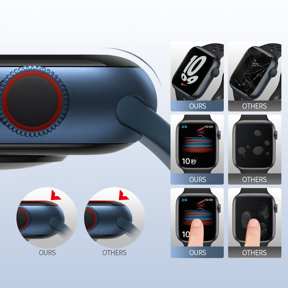 Película de Proteção Blueo High Molecule para Apple Watch 8 / 7 Série 41mm, Vidro Temperado, Preto
