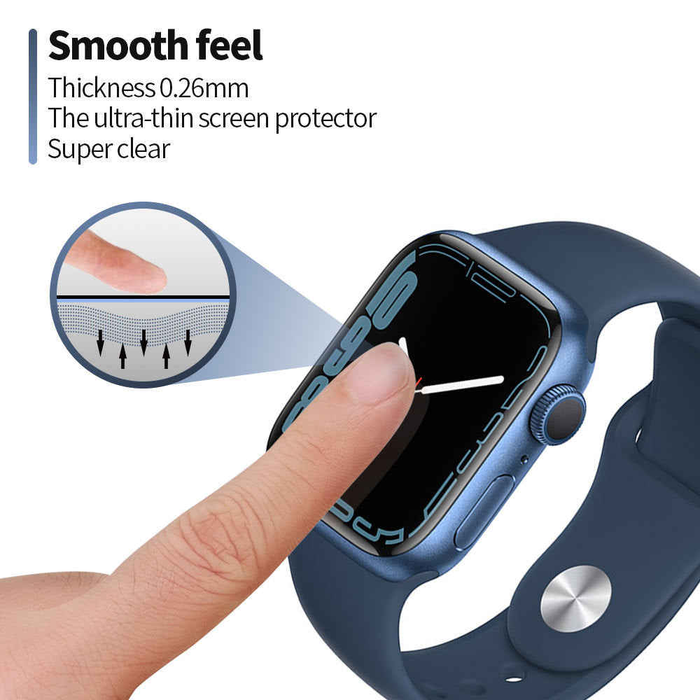 Película de Proteção Blueo High Molecule para Apple Watch 8 / 7 Série 45mm, Vidro Temperado, Preto
