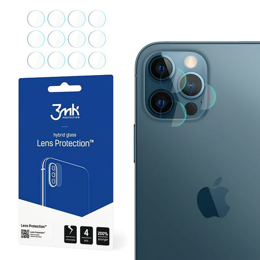 Película protetora para Câmara Traseira 3MK Protection para Apple iPhone 12 Pro, Vidro Flexível, Conjunto de 4 peças, Transparente
