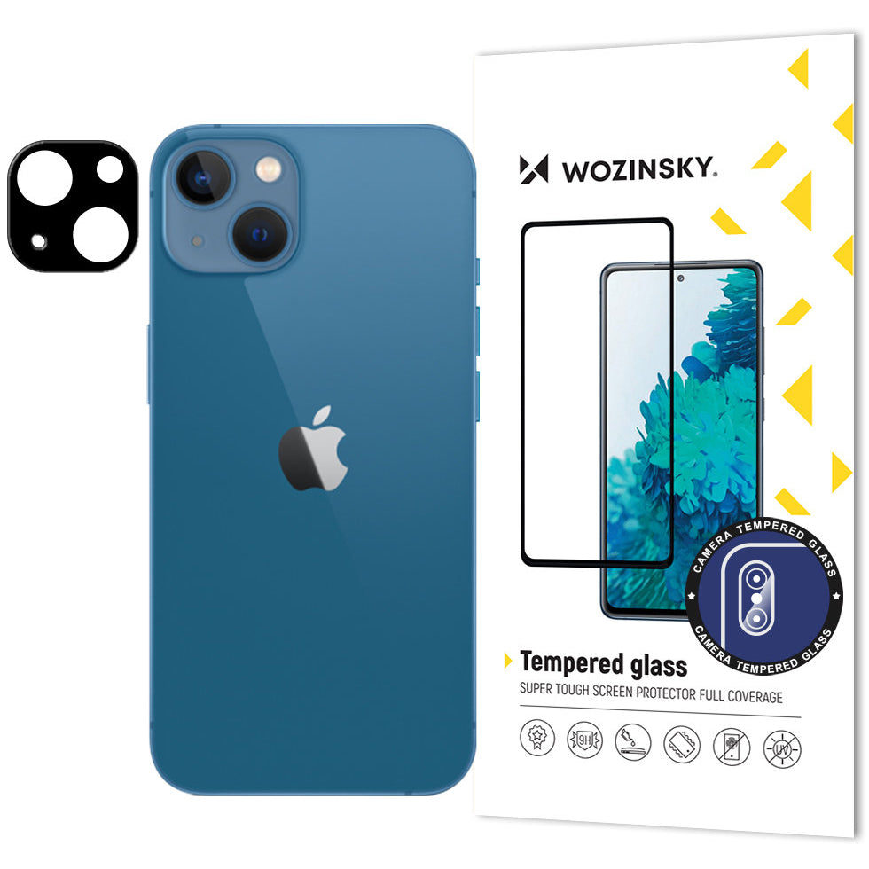 Película protetora da câmara traseira WZK para Apple iPhone 14 Plus / 14, vidro temperado, preto