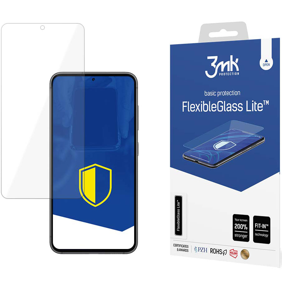 Protetor de ecrã 3MK para Samsung Galaxy S23 S911, vidro flexível, cola total