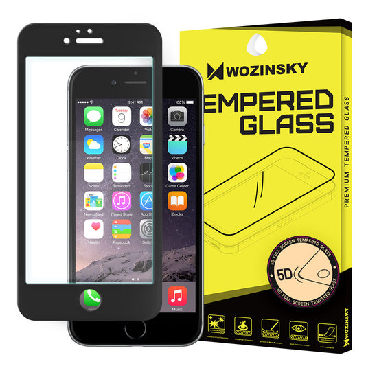 Película protetora de ecrã WZK para Apple iPhone SE (2022) / SE (2020) / 8, Vidro Temperado, Cola Total, 5D, Preta