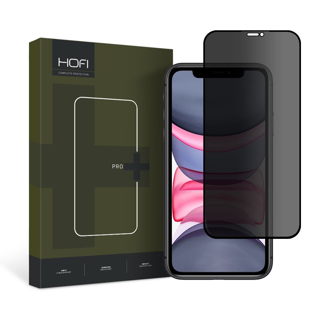 Protetor de ecrã privado HOFI PRO+ para Apple iPhone 11 / XR, vidro blindado, cola total