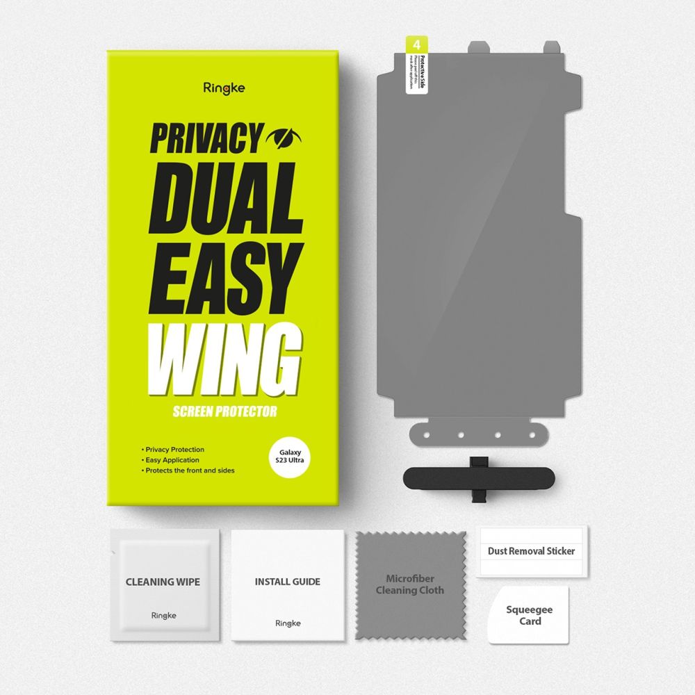 Protetor de ecrã Ringke Dual Easy Privacy para Samsung Galaxy S23 Ultra S918, Plástico