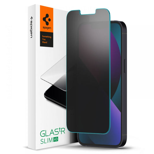Película de Proteção de Ecrã Privacy Spigen GlastR Slim para Apple iPhone 17e / 16e / 14 / 13 Pro, Vidro Temperado, Cola Completa AGL03393