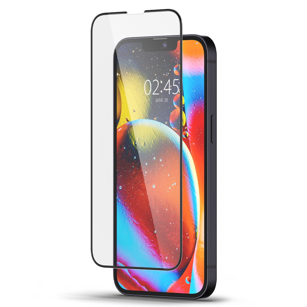 Película Protetora de Ecrã Spigen GlastR Slim para Apple iPhone 17e / 16e / 14 / 13 Pro, Vidro Temperado, Full Glue, Preta AGL03392