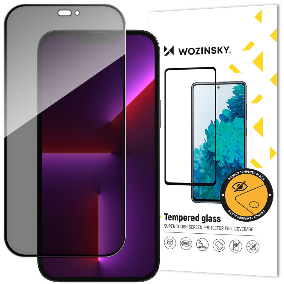 Privacy Screen Protector WZK AntiSpy for Apple iPhone 14 Pro Max, Tempered Glass, Full Glue