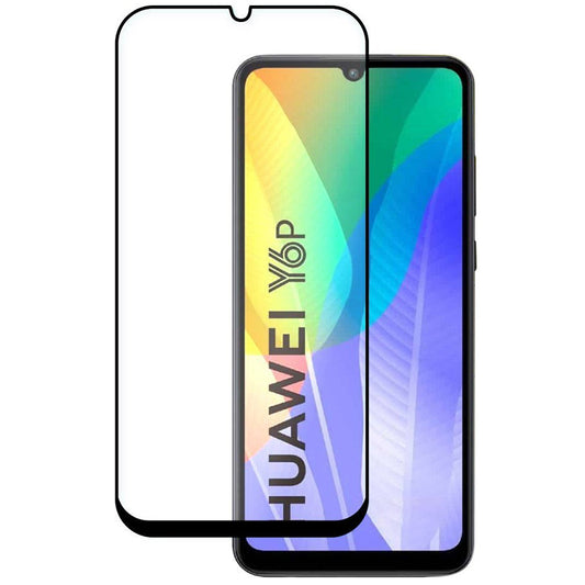 WZK Protetor de ecrã para Huawei Y6p, vidro flexível, cola total, preto