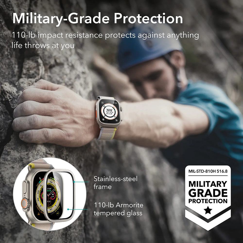 Película Protetora ESR Armorite para Apple Watch Ultra Series, Conjunto de 2 peças, Vidro Temperado, Bronze