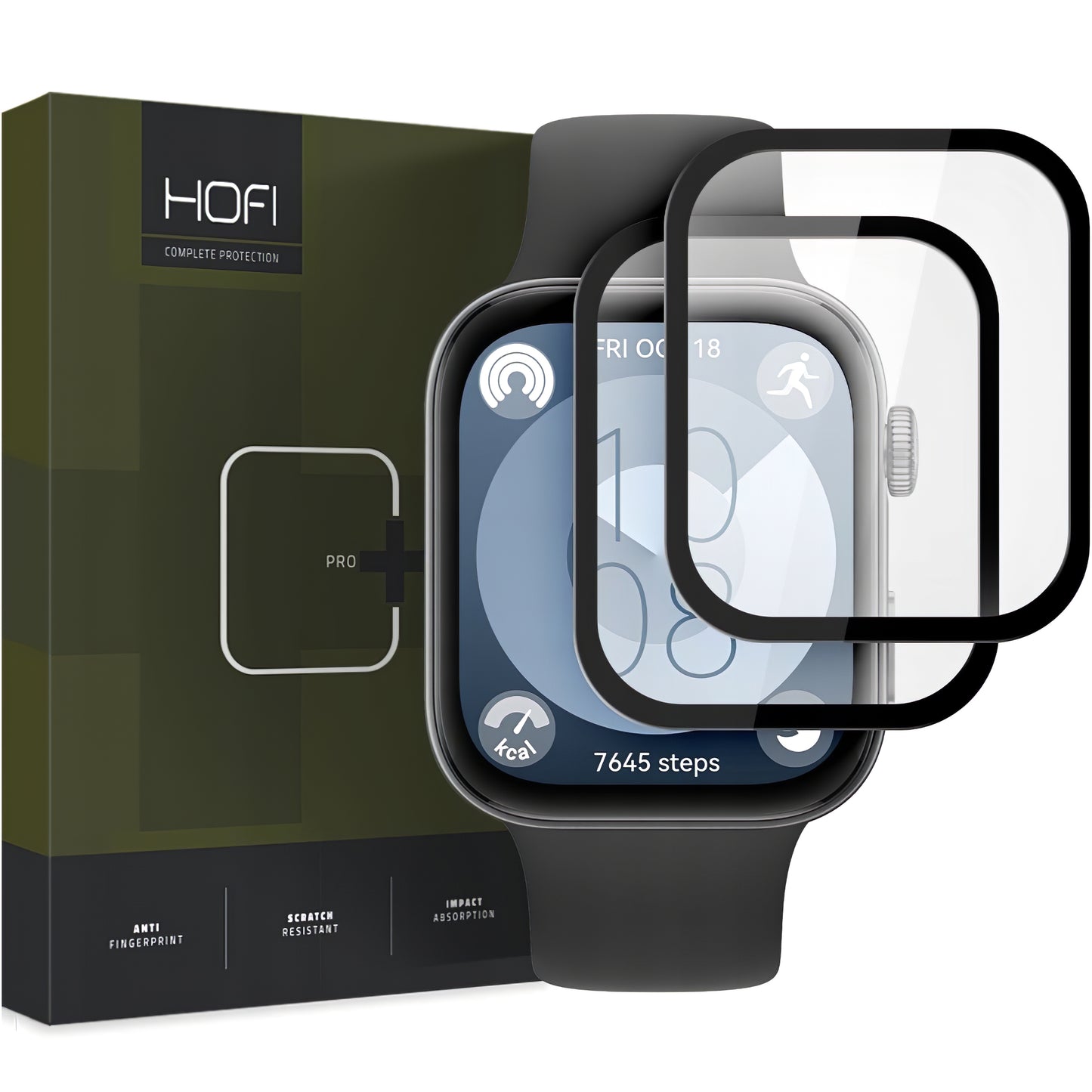 Capa protetora HOFI Hybrid PRO+ para Huawei Watch Fit 3, Conjunto 2 peças, Plástico, Preto 