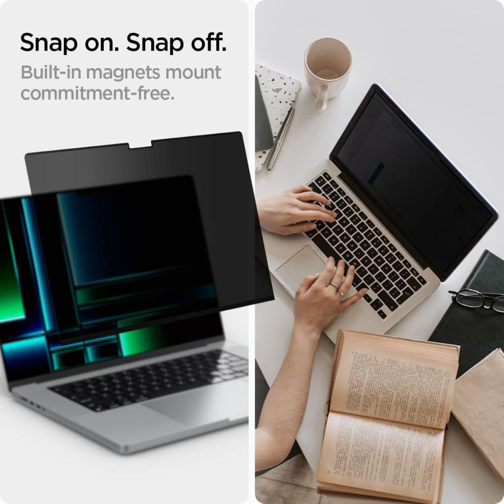 Película de Proteção de Ecrã Privacy Spigen Safe View Magnetic para Apple MacBook Pro 14inch (2022) / (2024) / (2023) / (2021), Plástico AFL06158