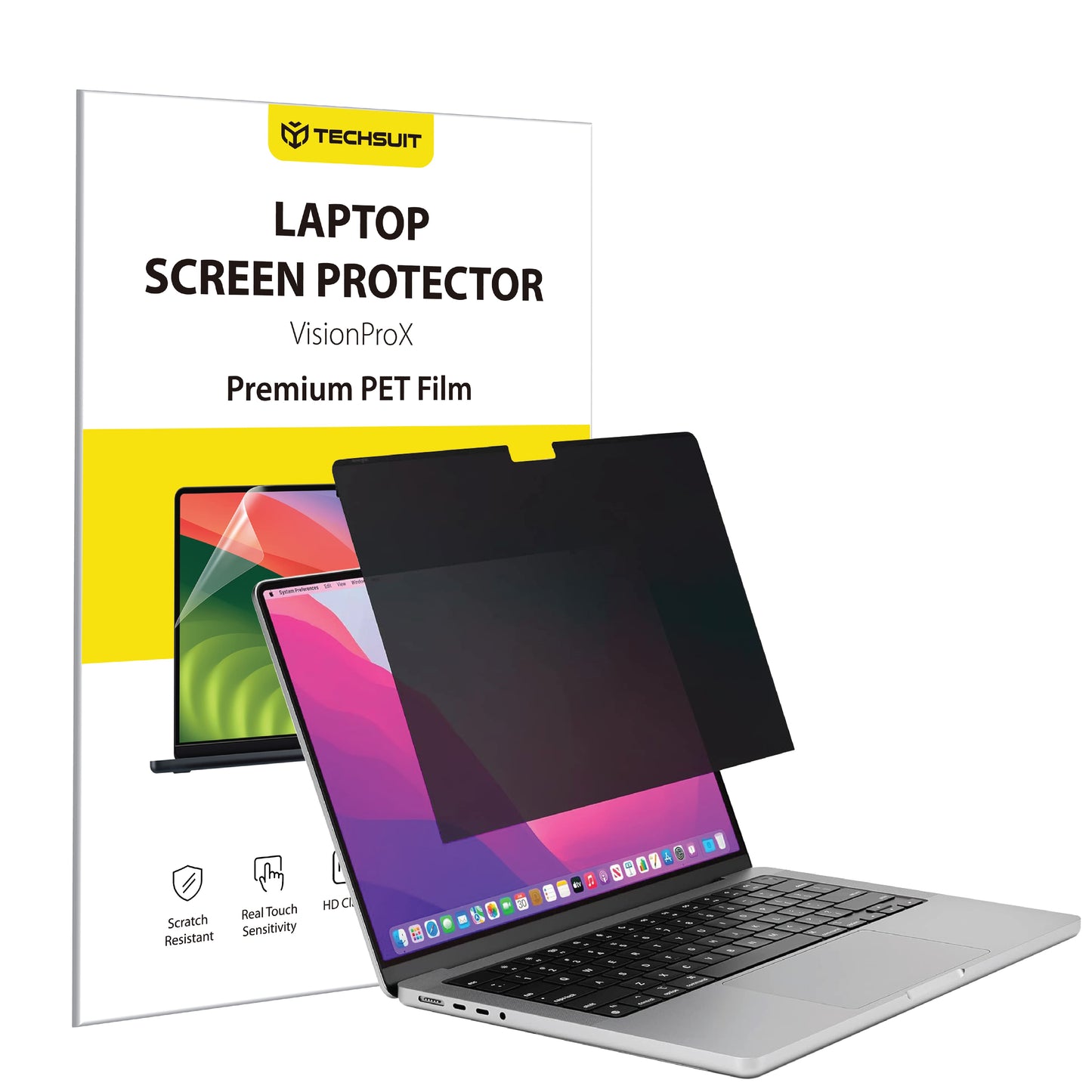 Película de Proteção de Ecrã Privacy Techsuit VisionProX para Apple MacBook Pro 13inch (2022) / (2020) / (2019) / (2018) / (2016), Plástico