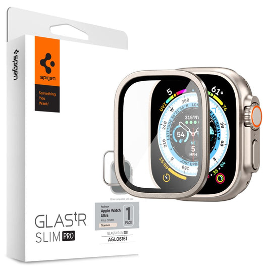 Spigen GLAStR Slim Pro Titanium para Apple Watch Ultra Series, Película protetora, Vidro, Protegido AGL06161 