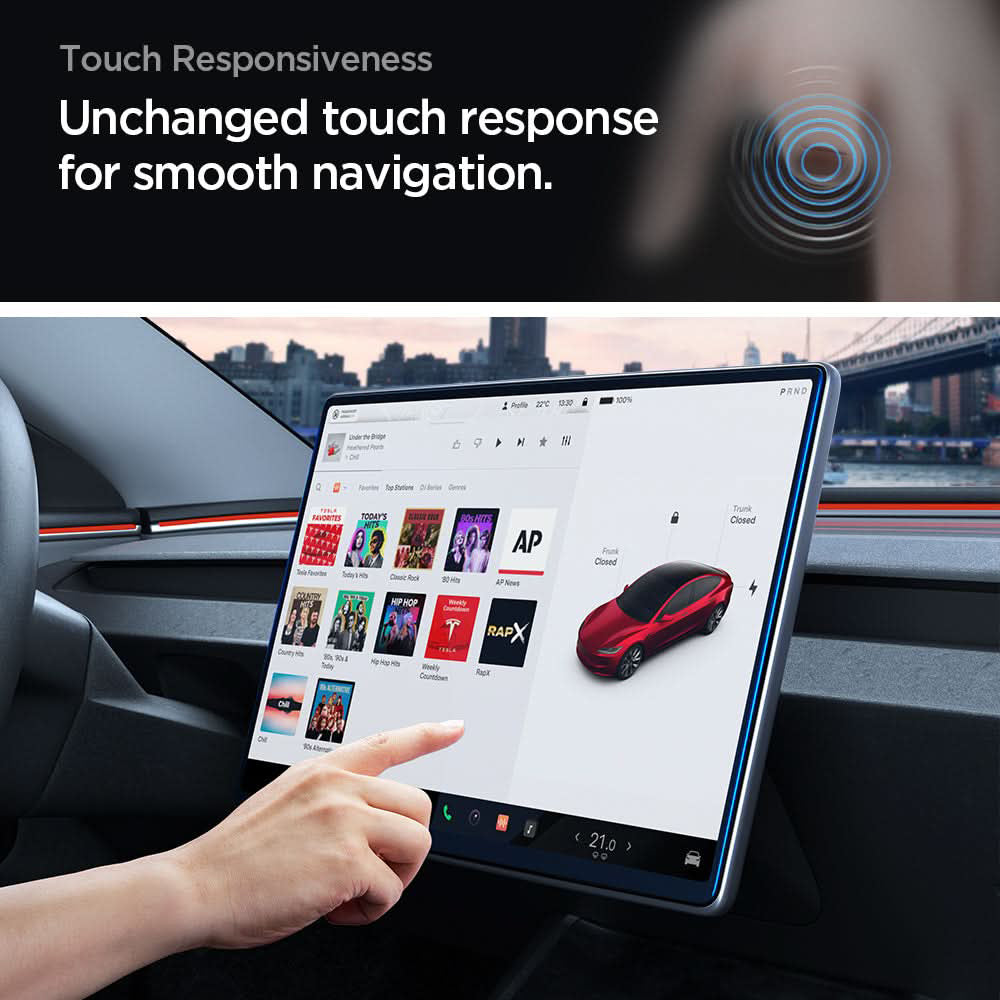 Película de Proteção Spigen GlastR EZ FIT Anti-Glare FC para o Ecrã de Navegação Tesla Y (2026 / 2025) / 3 (2026 / 2025 / 2024), Vidro Temperado AGL07152