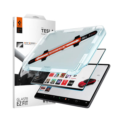 Película de Proteção Spigen GlastR EZ FIT Anti-Glare FC para o Ecrã de Navegação Tesla Y (2026 / 2025) / 3 (2026 / 2025 / 2024), Vidro Temperado AGL07152