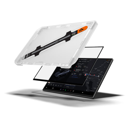 Película de Proteção Spigen GlastR EZ FIT Anti-Reflexo para Navegação Tesla Y 2026 Premium / Performance, Vidro Temperado AGL10819