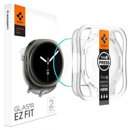 Película Protetora Spigen GlastR EZ FIT para Samsung Galaxy Watch8 40mm, Conjunto de 2 peças, Vidro Temperado AGL09876