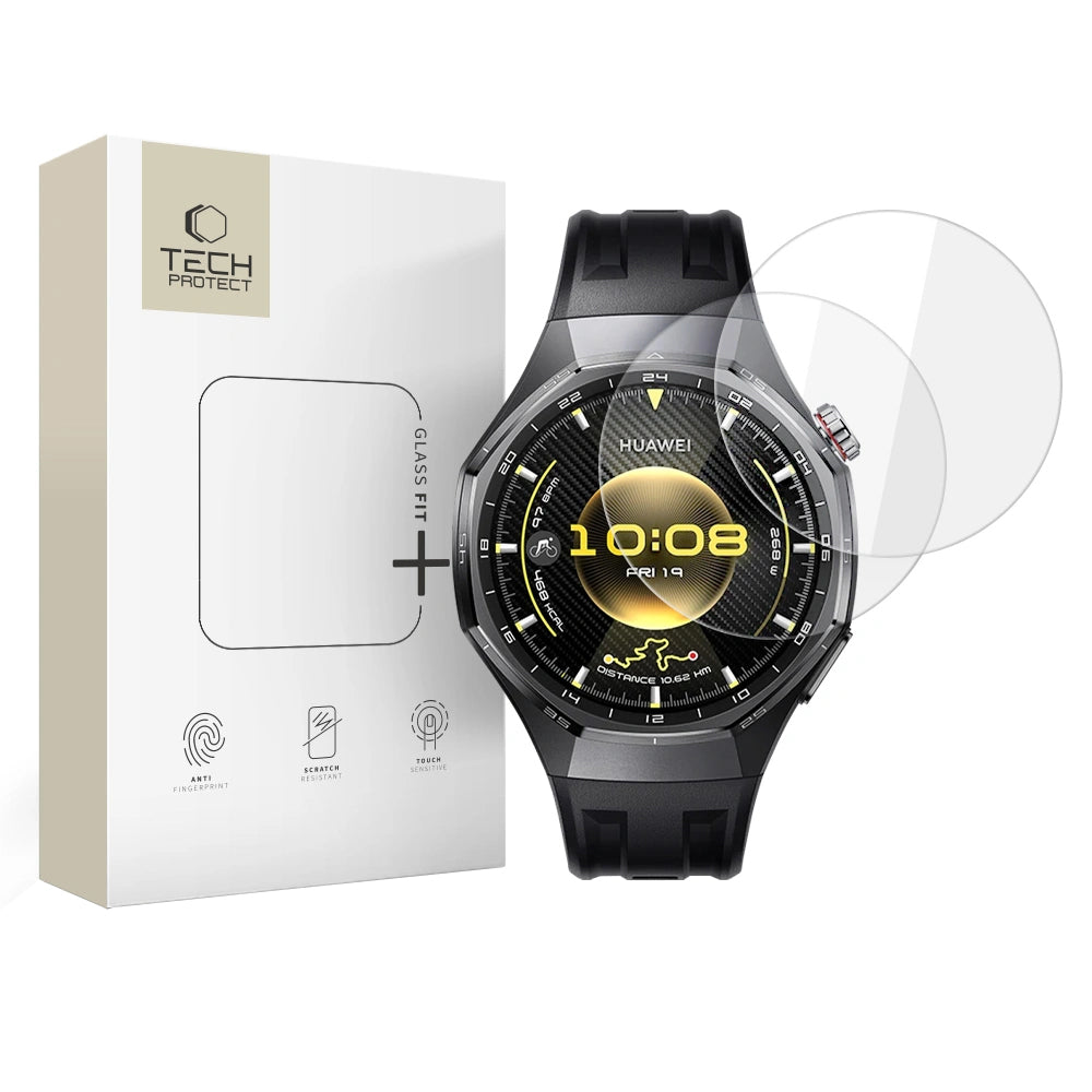 Película Protetora Tech-Protect Fit+ para Huawei Watch GT 6 Pro, Conjunto de 2 peças, Vidro Temperado