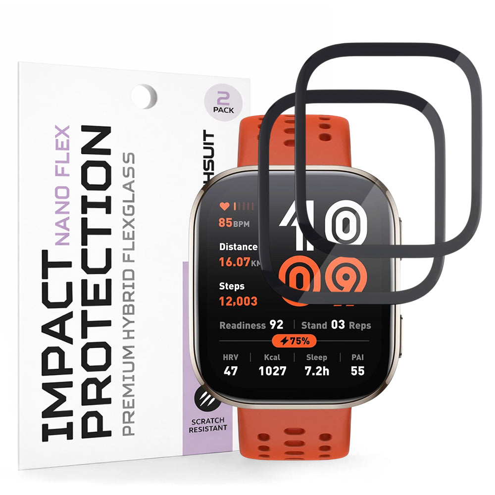 Película Protetora Techsuit Nano Flex para Amazfit Bip 6, Conjunto de 2 peças, Plástico, Preta