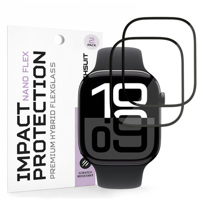Película Protetora Techsuit Nano Flex para Apple Watch Series 10 / 11 46mm, Conjunto de 2 peças, Plástico, Preta