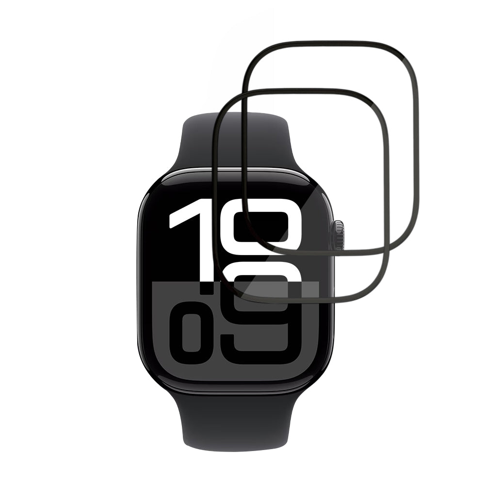 Película Protetora Techsuit Nano Flex para Apple Watch Series 10 / 11 46mm, Conjunto de 2 peças, Plástico, Preta
