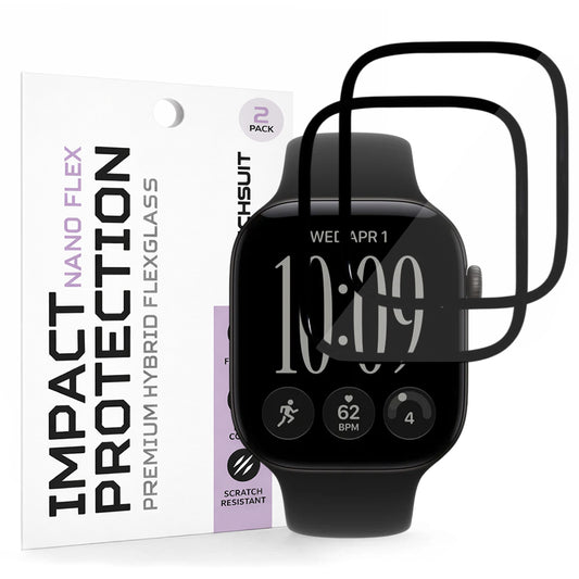Película de Proteção Techsuit Nano Flex para Apple Watch Series 12 46mm, Conjunto de 2 peças, Plástico, Preto