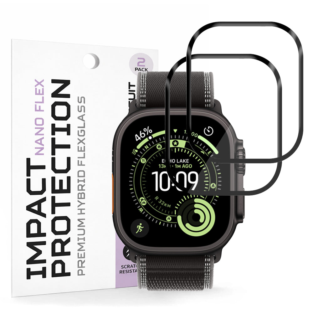 Película Protetora Techsuit Nano Flex para Apple Watch Ultra Series, Conjunto de 2 peças, Plástico, Preta