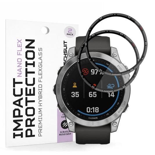 Película Protetora Techsuit Nano Flex para Garmin Fenix 7, Conjunto de 2 peças, Plástico, Preta