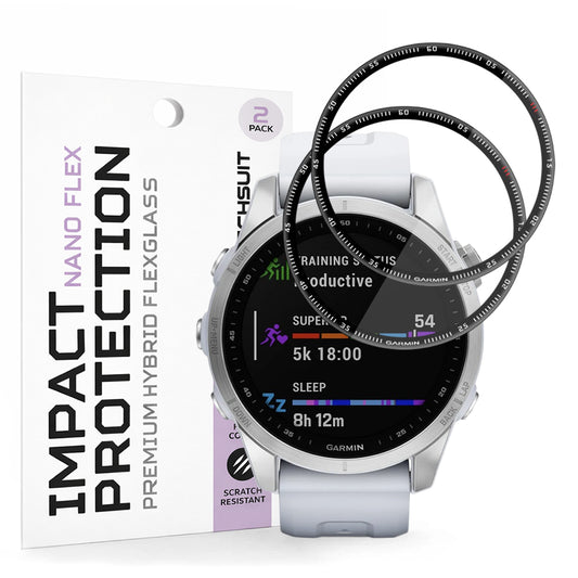 Película Protetora Techsuit Nano Flex para Garmin Fenix 7S, Conjunto de 2 peças, Plástico, Preta