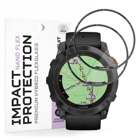 Película Protetora Techsuit Nano Flex para Garmin Fenix 7X Pro Solar, Conjunto de 2 peças, Plástico, Preta