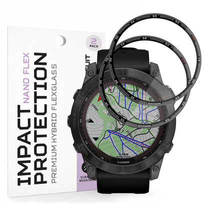 Película Protetora Techsuit Nano Flex para Garmin Fenix 7X, Conjunto de 2 peças, Plástico, Preta