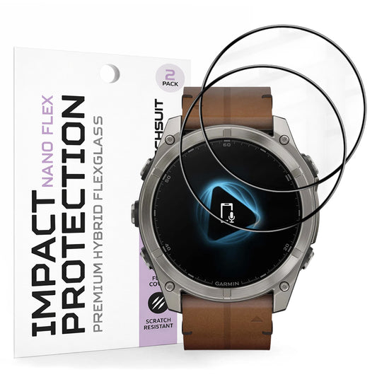 Película Protetora Techsuit Nano Flex para Garmin Fenix 8 Pro 51mm / 8 51mm, Conjunto de 2 peças, Plástico, Preta