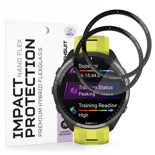 Película Protetora Techsuit Nano Flex para Garmin Forerunner 965, Conjunto de 2 peças, Plástico, Preta