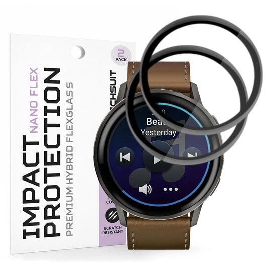 Película Protetora Techsuit Nano Flex para Garmin Venu 4 45mm, Conjunto de 2 peças, Plástico, Preta
