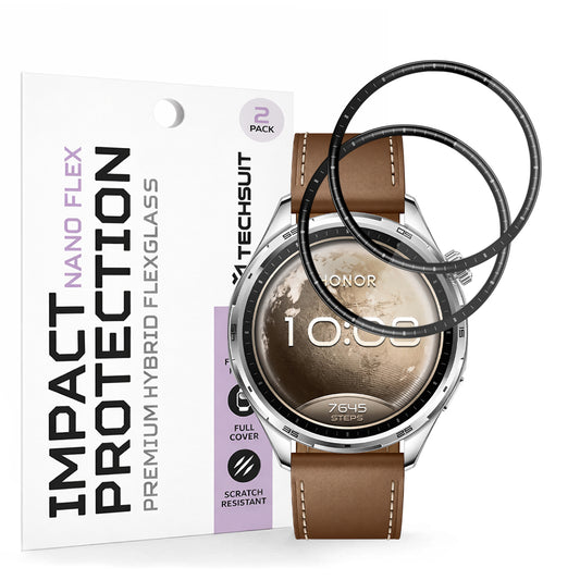 Película de Proteção Techsuit Nano Flex para Honor Watch 6, Plástico, Conjunto de 2 peças, Preto
