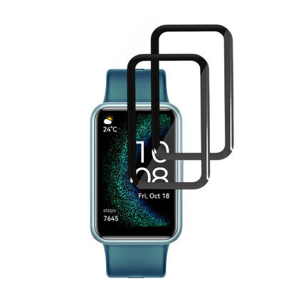 Folie de Proteção Techsuit Nano Flex para Huawei Watch FIT SE, Conjunto de 2 peças, Plástico, Preta