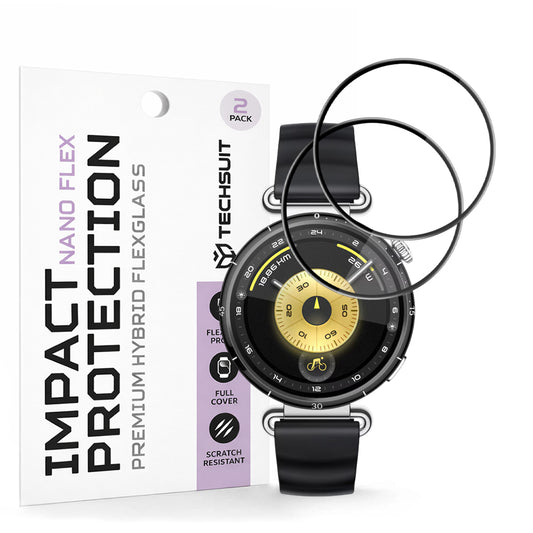 Techsuit Nano Flex Protection Film for Huawei Watch GT 6 41mm, Set of 2 pieces, Plastic, Black